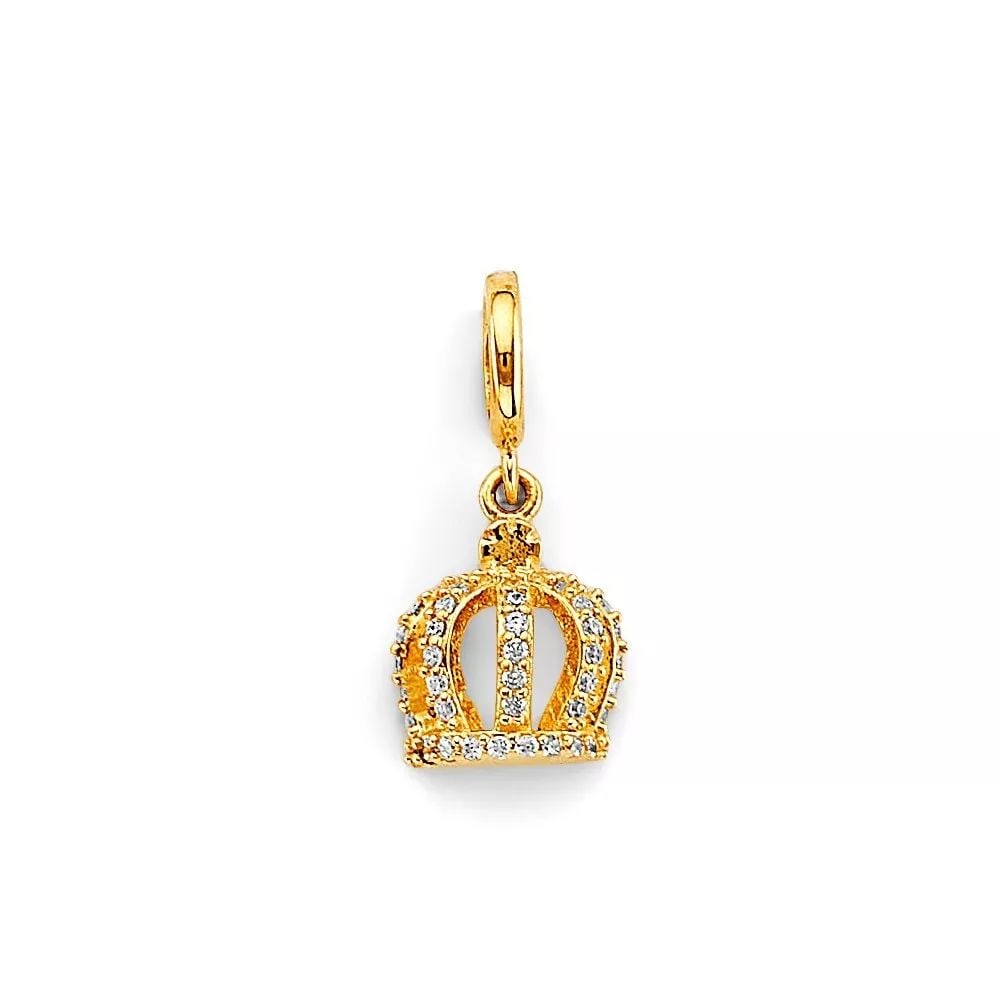 NEW 14K YELLOW GOLD CZ CROWN CHARM FOR MIX&MATCH BRACELET: NEW 14K YELLOW GOLD CZ CROWN CHARM FOR MIX&MATCH BRACELET 14K YELLOW GOLD NEW CZ CROWN CHARM FOR MIX&MATCH BRACELET WEIGHT: 1.3 g
