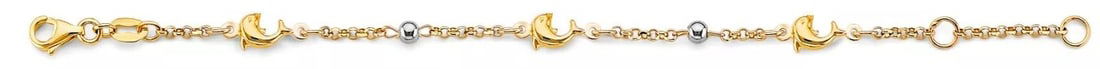 NEW 14K TWO TONE GOLD DOLPHIN BABY BRACELET: NEW 14K TOW TONE GOLD DOLPHIN BABY BRACELET 14K TOW TONE GOLD NEW DOLPHIN BABY BRACELET WEIGHT: 2.3 g