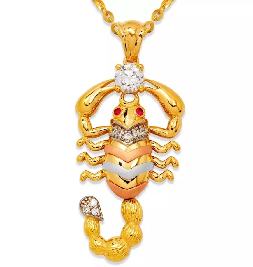 NEW 14K TRICOLOR GOLD FANCY SCORPION CZ PENDANT (1 of 2)