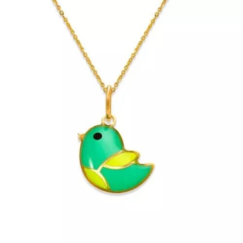 NEW 14K YELLOW GOLD BIRDIE ENAMEL PENDANT: NEW 14K YELLOW GOLD BIRDIE ENAMEL PENDANT 14K Yellow Gold Approx. 11x10mm Chains Sold Separately Weight: 0.2 Grams