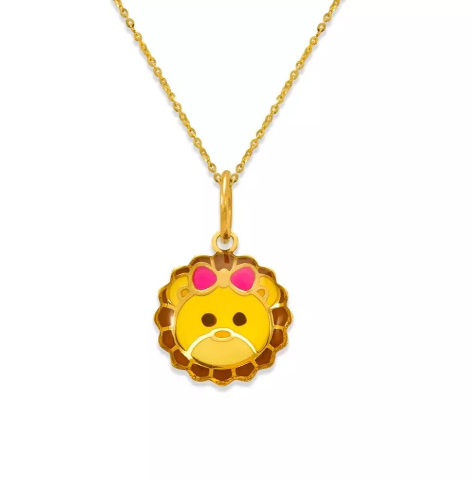 NEW 14K YELLOW GOLD LION ENAMEL PENDANT: NEW 14K YELLOW GOLD PENDANT< 14K Yellow Gold Approx. 10x10mm Chains Sold Separately Weight: 0.3 Grams