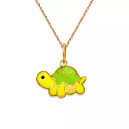 NEW 14K YELLOW GOLD TURTLE ENAMEL PENDANT (1 of 2)