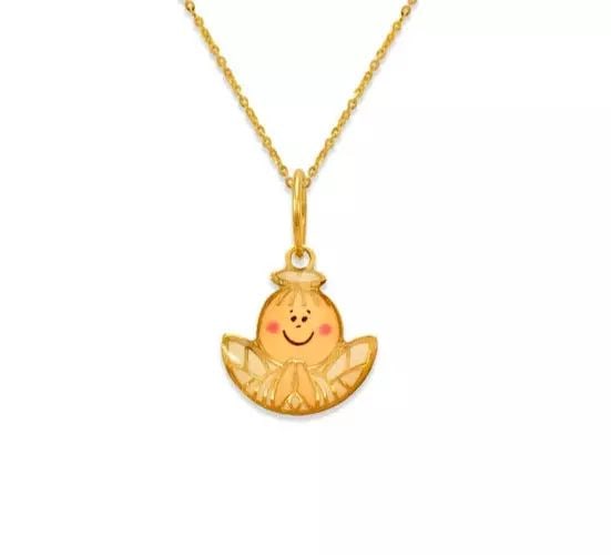 NEW 14K YELLOW GOLD ANGEL ENAMEL PENDANT: NEW 14K YELLOW GOLD ANGEL ENAMEL PENDANT 14K Yellow Gold Approx. 10x10mm Chains Sold Separately Weight: 0.2 Grams