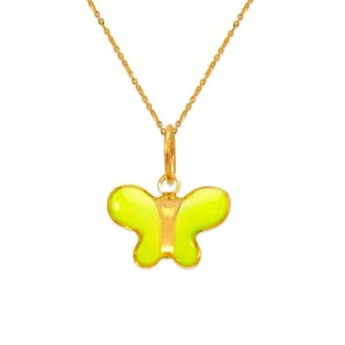 NEW 14K YELLOW GOLD BUTTERFLY ENAMEL PENDANT: NEW 14K YELLOW GOLD BUTTERFLY ENAMEL PENDANT 14K Yellow Gold Approx. 12x9mm Chains Sold Separately Weight: 0.2 Grams