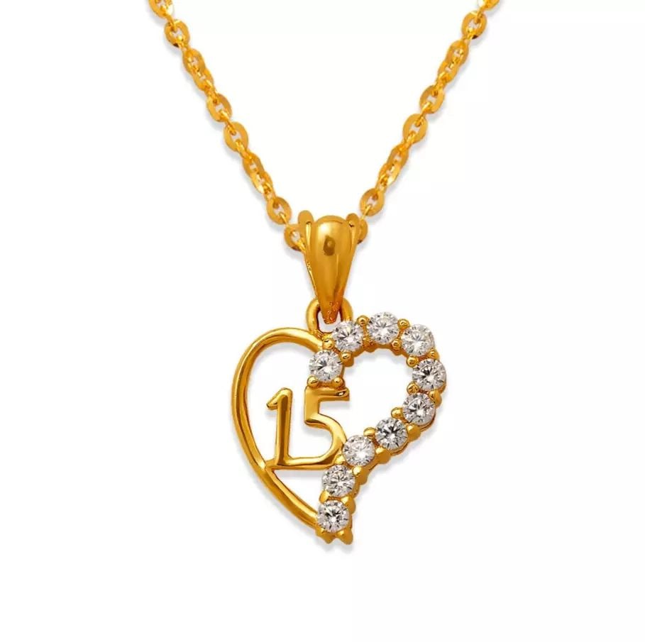 NEW 14K YELLOW GOLD 15 ANOS HEART WHITE CZ PENDANT: NEW 14K YELLOW GOLD 15 ANOS HEART WHITE CZ PENDANT 14K Yellow Gold Approx. 11x12mm High Polished/Cubic Zirconia Chains Sold Separately Weight: 1.2 Grams