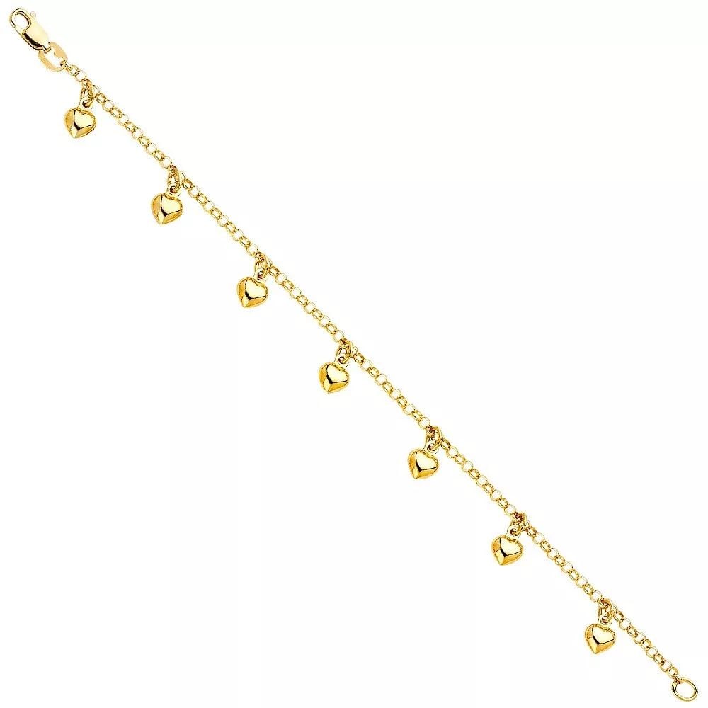 NEW 14K YELLOW GOLD HANGING CHARM BRACELET (1 of 2)