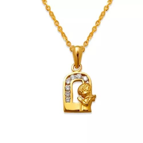 NEW 14K YELLOW GOLD FANCY COMMUNION GIRL CZ PENDANT: NEW 14K YELLOW GOLD FANCY COMMUNION GIRL CZ PENDANT 14K Yellow Gold Approx. 9x13mm High Polished/Cubic Zirconia Chains Sold Separately Weight: 0.9 Grams