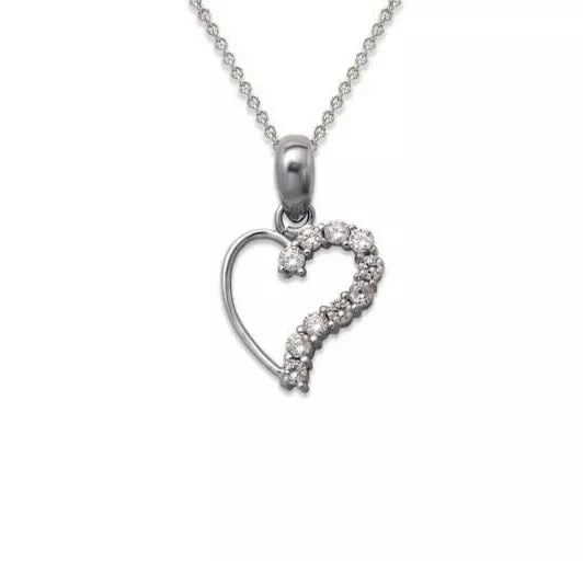 NEW 14K WHITE GOLD HEART CZ PENDANT (1 of 2)