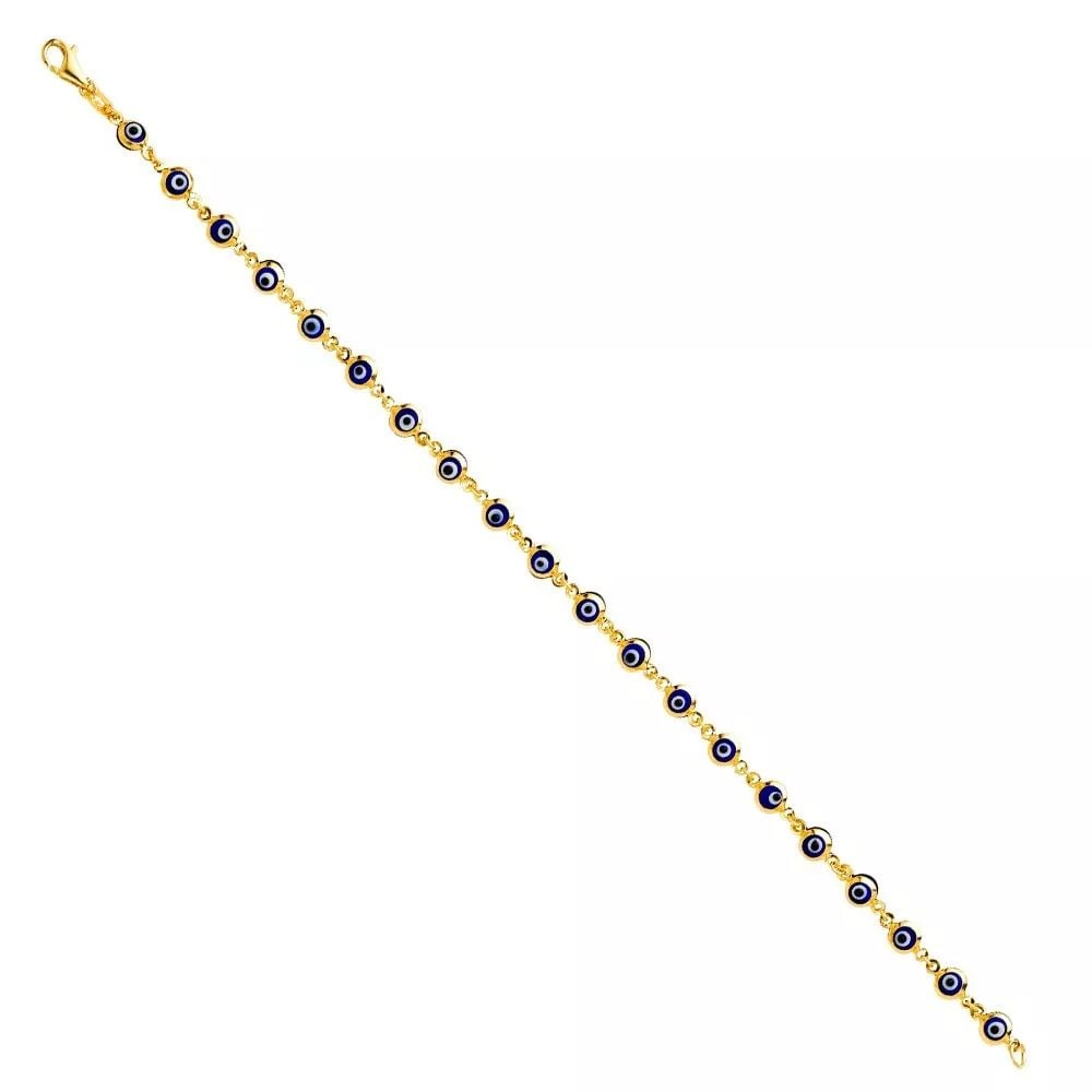 NEW 14K YELLOW GOLD BLUE EVIL EYE BRACELET: NEW 14K YELLOW GOLD BLUE EVIL EYE BRACELET 14K YELLOW GOLD NEW BLUE EVIL EYE BRACELET WEIGHT: 2.6 g LENGTH: 7in