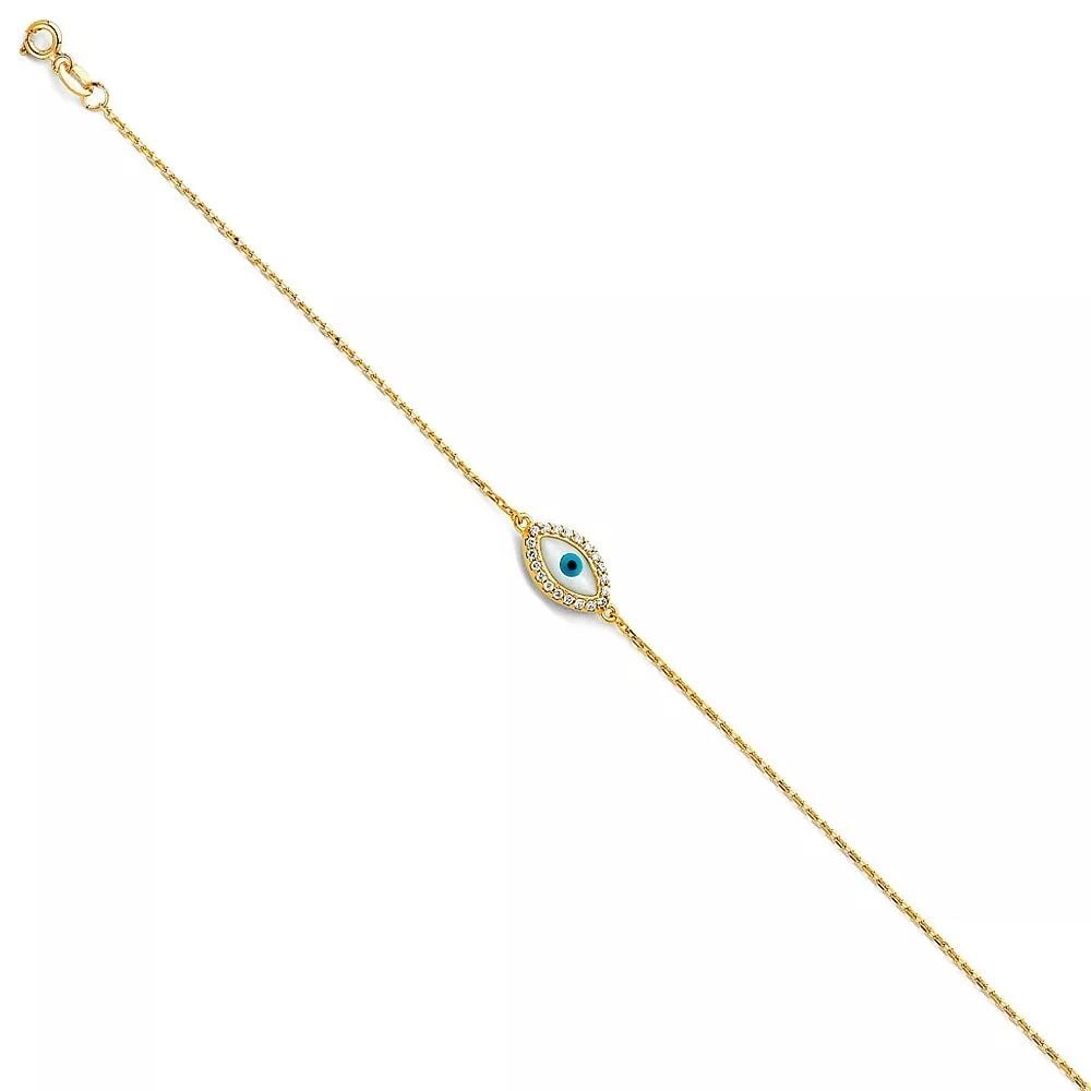 NEW 14K YELLOW GOLD EVIL EYE BRACELET (1 of 2)