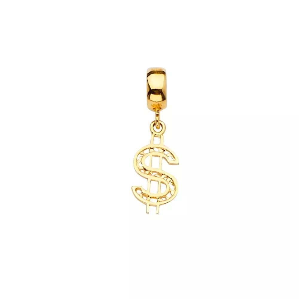 NEW 14K YELLOW GOLD $ SIGN CHARM FOR MIX&MATCH BRACELET (1 of 2)