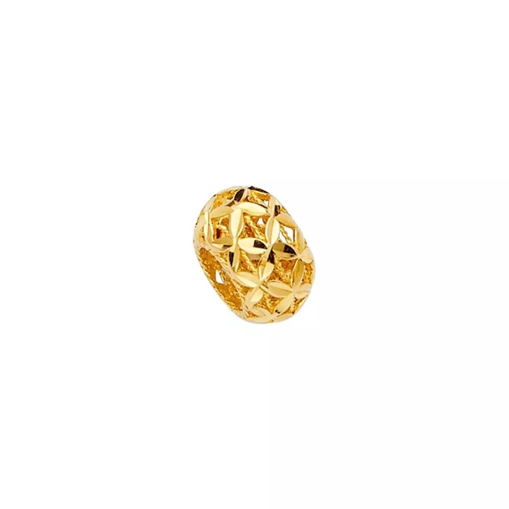NEW 14K YELLOW GOLD FILIGREE OVAL SLIDER CHARM FOR MIX&MATCH BRACELET (1 of 2)