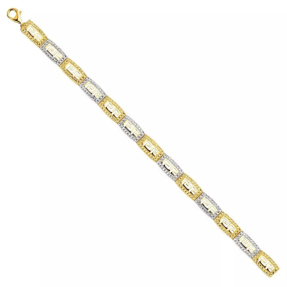 NEW 14K TWO TONE GOLD CRYSTAL DC BRACELET: NEW 14K TOW TONE GOLD CRYSTAL DC BRACELET 14K TOW TONE GOLD NEW CRYSTAL DC BRACELET WEIGHT: 7.9 g LENGTH: 7.5in