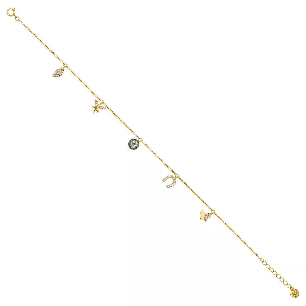 NEW 14K YELLOW GOLD DANGLING CZ LIGHT BRACELET: NEW 14K YELLOW GOLD DANGLING CZ LIGHT BRACELET 14K YELLOW GOLD NEW DANGLING CZ LIGHT BRACELET WEIGHT: 1.6 g LENGTH: 7+1in