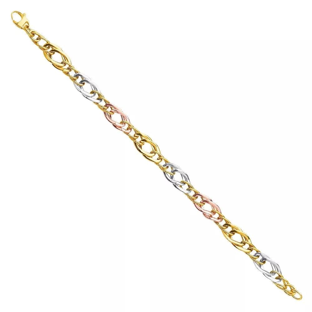 NEW 14K TRI COLOR GOLD FANCY HOLLOW BRACELET (1 of 2)