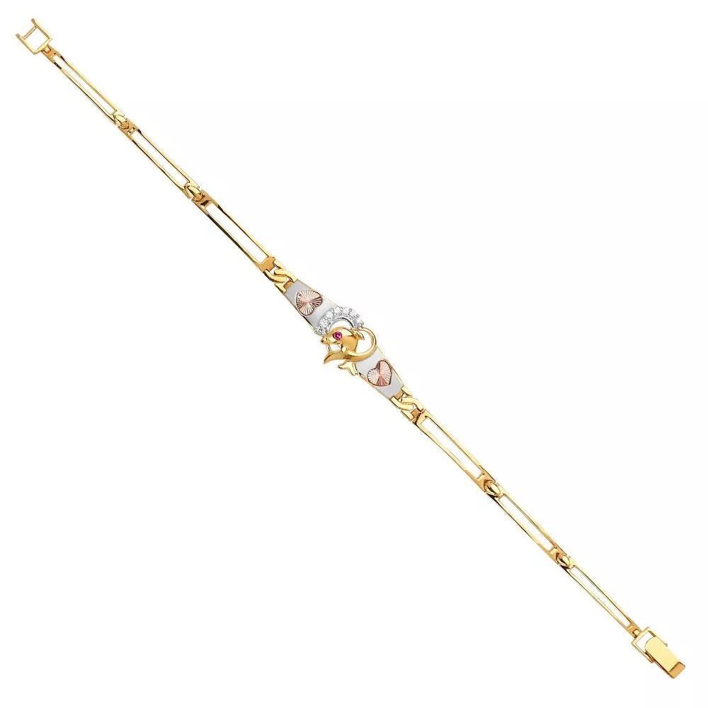 NEW 14K TRI COLOR GOLD DOLPHIN BRACELET (1 of 2)