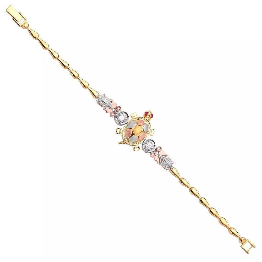 NEW 14K TRI COLOR GOLD TURTLE BRACELET (1 of 2)