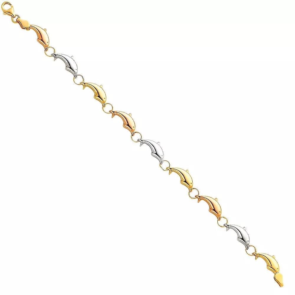 NEW 14K TRI COLOR GOLD LIGHT STAMPATO BRACELET (1 of 2)