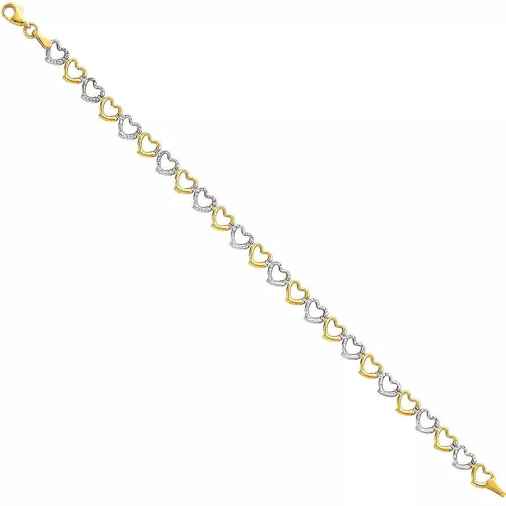 NEW 14K TWO TONE GOLD LIGHT FANCY HOLLOW BRACELET: NEW 14K TWO TONE GOLD LIGHT FANCY HOLLOW BRACELET 14K TWO TONE GOLD NEW LIGHT FANCY HOLLOW BRACELET WEIGHT: 3.6g LENGTH: 7.5in