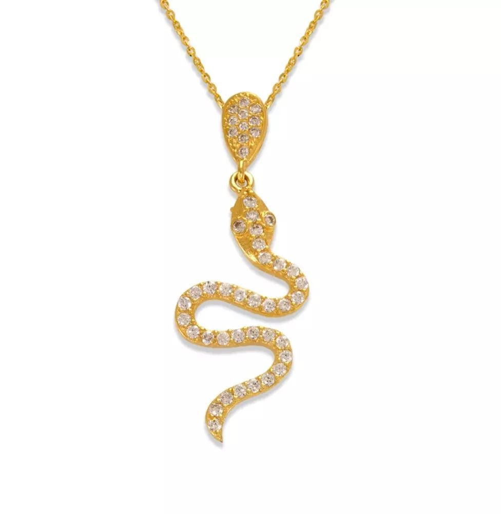 NEW 14K YELLOW GOLD FANCY SNAKE CZ PENDANT (1 of 2)