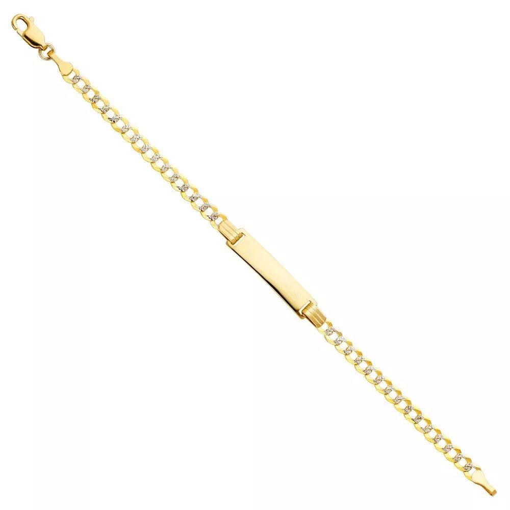 NEW 14K GOLD CUBAN 100 WP BABY ID BRACELET: NEW 14K CUBAN 100 WP BABY ID BRACELET 14K YELLOW GOLD NEW CUBAN 100 WP BABY ID BRACELET WEIGHT: 3.3 g LENGTH: 6in