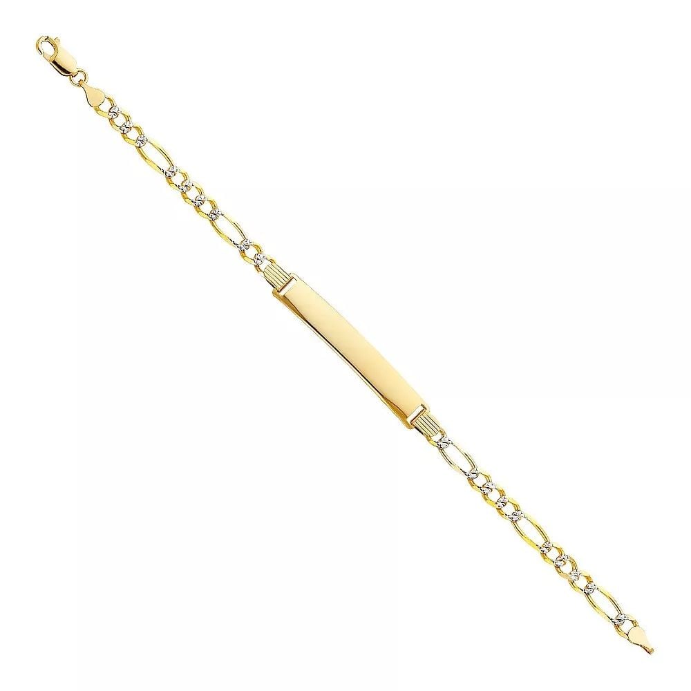 NEW 14K GOLD 120 FIGARO 3+1 WP ID BRACELET (1 of 2)