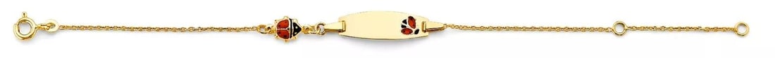 NEW 14K YELLOW GOLD ENAMEL LADY BUG BABY ID BRACELET: NEW 14K YELLOW ENAMEL LADY BUG BABY ID BRACELET 14K YELLOW GOLD NEW ENAMEL LADY BUG BABY ID BRACELET WEIGHT: 1.6g LENGTH: 6in