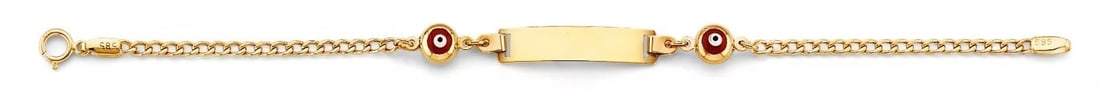 NEW 14K YELLOW GOLD BABY ID BRACELET WITH EVILEYE: NEW 14K YELLOW BABY ID BRACELET WITH EVILEYE 14K YELLOW GOLD NEW BABY ID BRACELET WITH EVILEYE WEIGHT: 2.4g