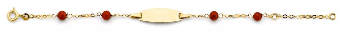 NEW 14K YELLOW GOLD CORAL BABY ID BRACELET: NEW 14K YELLOW CORAL BABY ID BRACELET 14K YELLOW GOLD NEW CORAL BABY ID BRACELET WEIGHT: 1.4g LENGTH: 6in