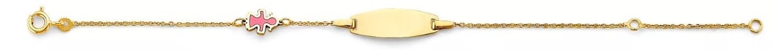 NEW 14K YELLOW GOLD ENAMEL GIRL BABY ID BRACELET: NEW 14K YELLOW ENAMEL BOY BABY ID BRACELET 14K YELLOW GOLD NEW ENAMEL BOY BABY ID BRACELET WEIGHT: 1.3g LENGTH: 6in