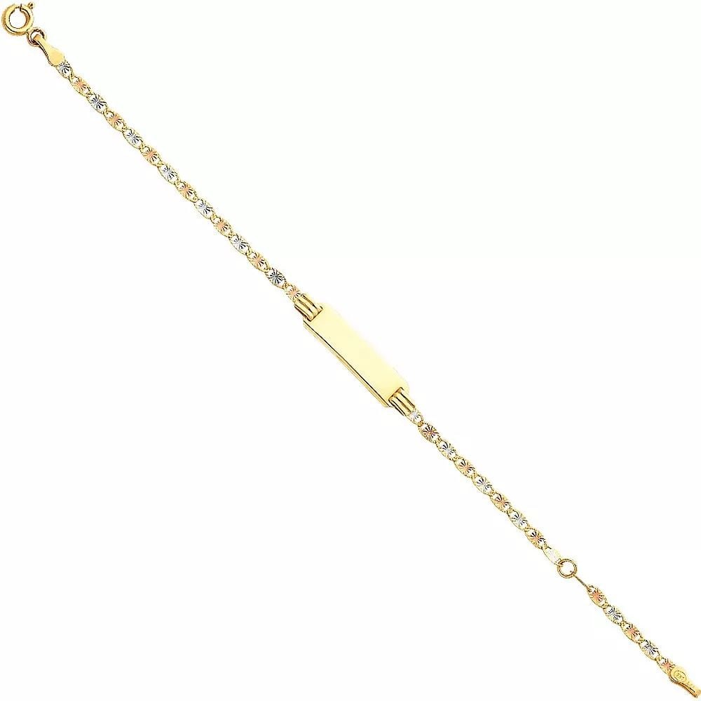 NEW 14K GOLD 040 VALENTINO TRI COLOR STAR DC SMALL BABY ID BRACELET: NEW 14K 040 VALENTINO TRI COLOR STAR DC SMALL BABY ID BRACELET 14K MULTI COLOR GOLD NEW 040 VALENTINO TRI COLOR STAR DC SMALL BABY ID BRACELET WEIGHT: 1.7 g LENGTH: 5+1in