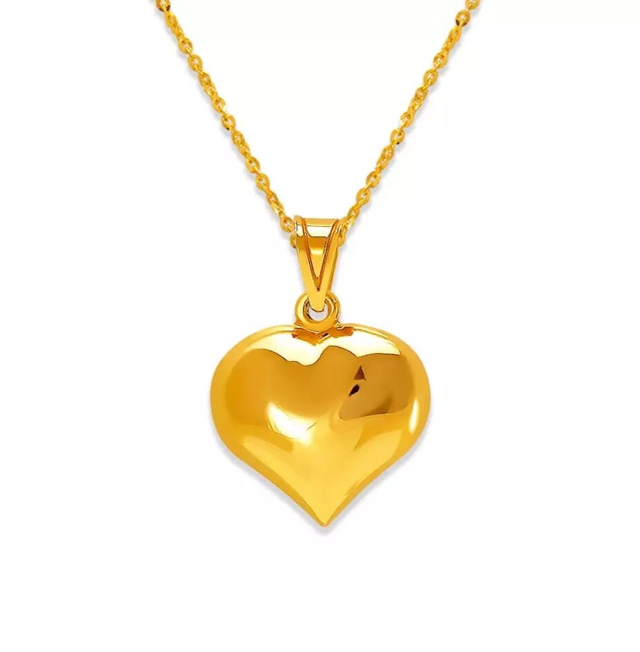NEW 14K YELLOW GOLD HOLLOW HEART PUFF PENDANT 17MM: NEW 14K YELLOW GOLD HELLOW HEART PUFF PENDANT 17MM 14K Yellow Gold Approx. 17x17mm High Polished Hollow Chains Sold Separately Weight: 1.4 Grams