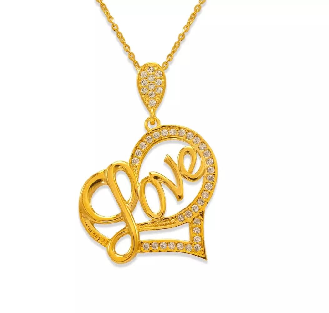 NEW 14K YELLOW GOLD FANCY CZ PENDANT (1 of 2)