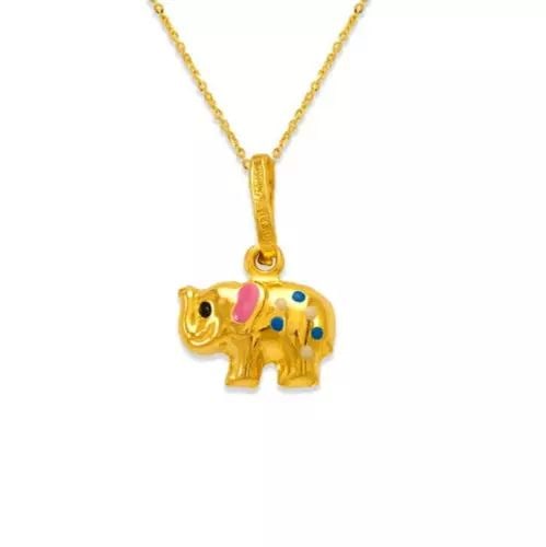 NEW 14K YELLOW GOLD ELEPHANT ENAMEL CHARM PENDANT: NEW 14K YELLOW GOLD ELEPHANT ENAMEL CHARM PENDANT 14K Yellow Gold Approx. 11x7mm Hollow Chains Sold Separately Weight: 0.7 Grams