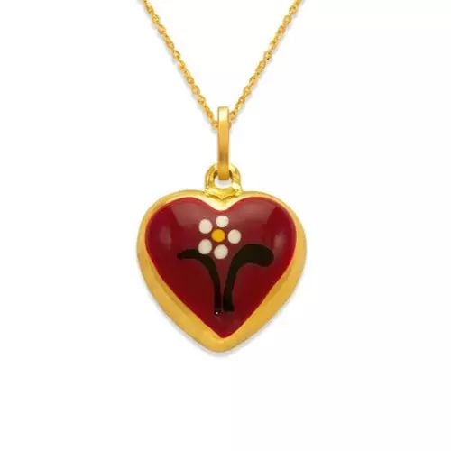 NEW 14K YELLOW GOLD 16MM HEART ENAMEL CHARM PENDANT: NEW 14K YELLOW GOLD 16MM HEART ENAMEL CHARM PENDANT 14K Yellow Gold Approx. 16x16mm Hollow Chains Sold Separately Weight: 2.3 Grams