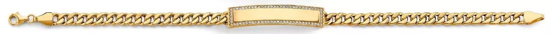 NEW 14K GOLD HOLLOW CUBAN CZ ID BRACELET: NEW 14K 2T HOLLOW CUBAN CZ ID BRACELET 14K YELLOW GOLD NEW 2T HOLLOW CUBAN CZ ID BRACELET WEIGHT: 7 g