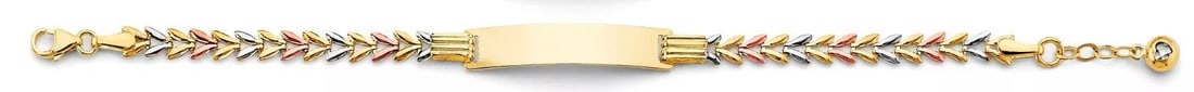 NEW 14K TRI COLOR GOLD CZ BABY ID BRACELET: NEW 14K TRI COLOR CZ BABY ID BRACELET 14K TRI-COLOR GOLD NEW TRI COLOR CZ BABY ID BRACELET WEIGHT: 2.8 g