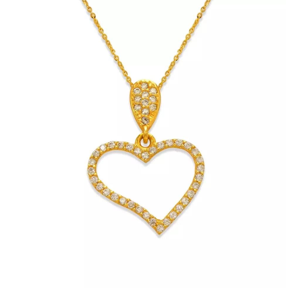 NEW 14K YELLOW GOLD FANCY HEART CZ PENDANT (1 of 2)