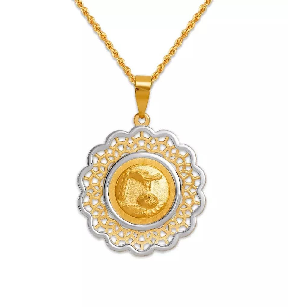 NEW 14K YELLOW/ WHITE GOLD BAPTISM PENDANT (1 of 2)