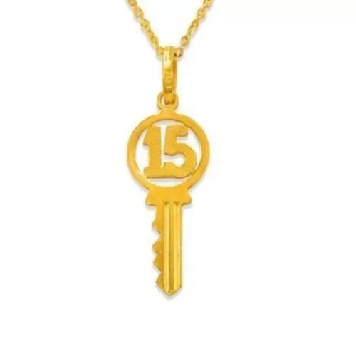 NEW 14K YELLOW GOLD 15 ANOS KEY CHARM PENDANT (1 of 2)