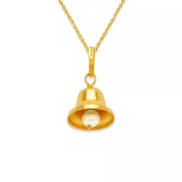 NEW 14K YELLOW GOLD BELL WITH CHARM PENDANT (1 of 2)