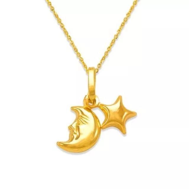 NEW 14K YELLOW GOLD MOON AND START PENDANT (1 of 2)