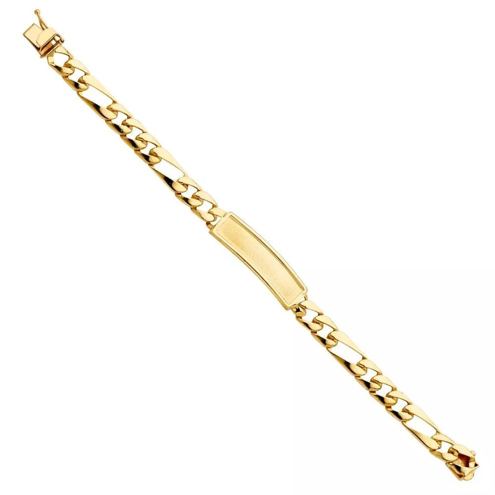NEW 14K YELLOW STAMP FIGARO LINK F BABY ID BRACELET (1 of 2)