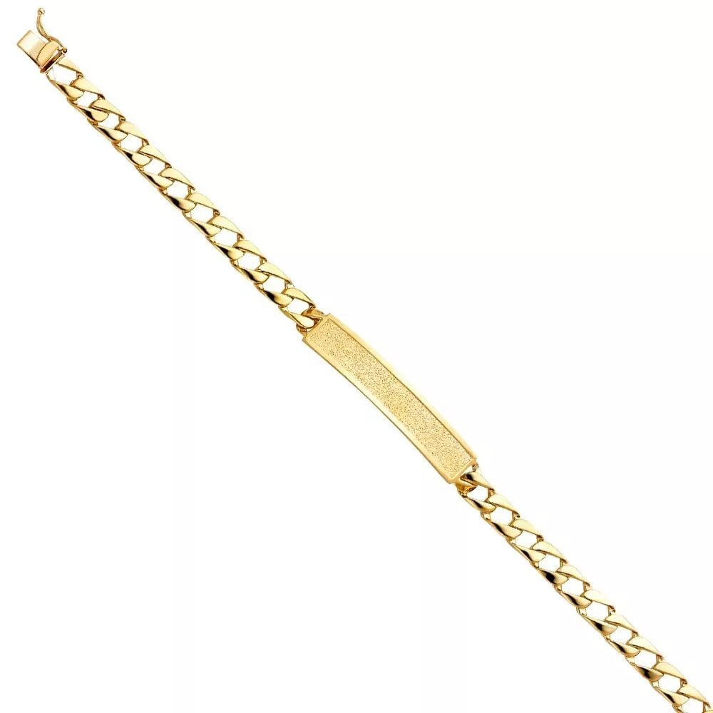 NEW 14K YELLOW CUBAN LINK FRAME ID BRACELET (1 of 2)