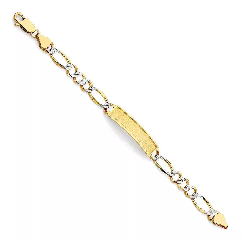 NEW 14K YELLOW FIGARO WP F BABY ID BRACELET (1 of 2)