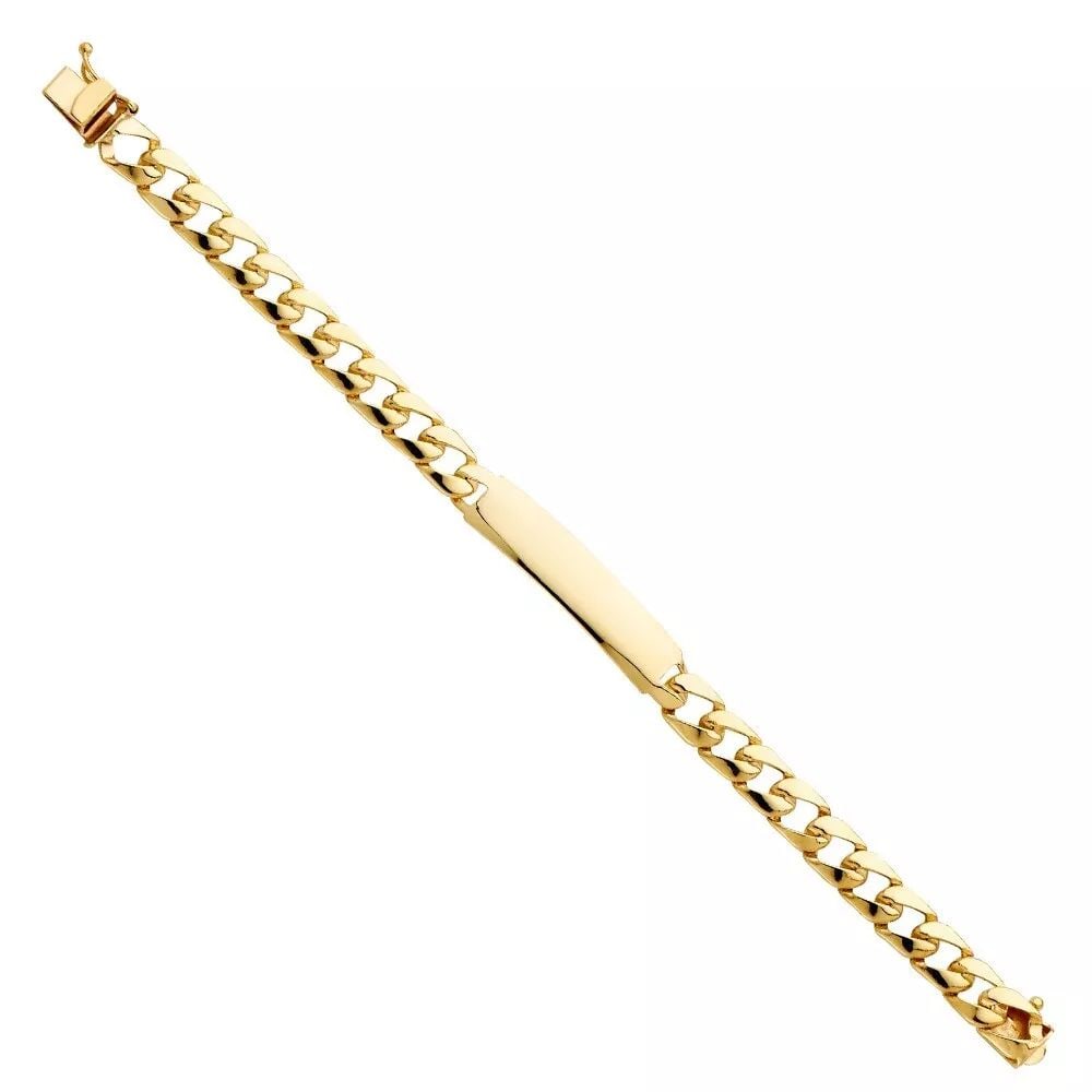 NEW 14K YELLOW STAMP LINK BABY ID BRACELET: NEW 14K YELLOW STAMP CUBAN LINK BABY ID BRACELET 14K YELLOW GOLD NEW STAMP CUBAN LINK BABY ID BRACELET WEIGHT: 6.9g LENGTH: Length : 6in