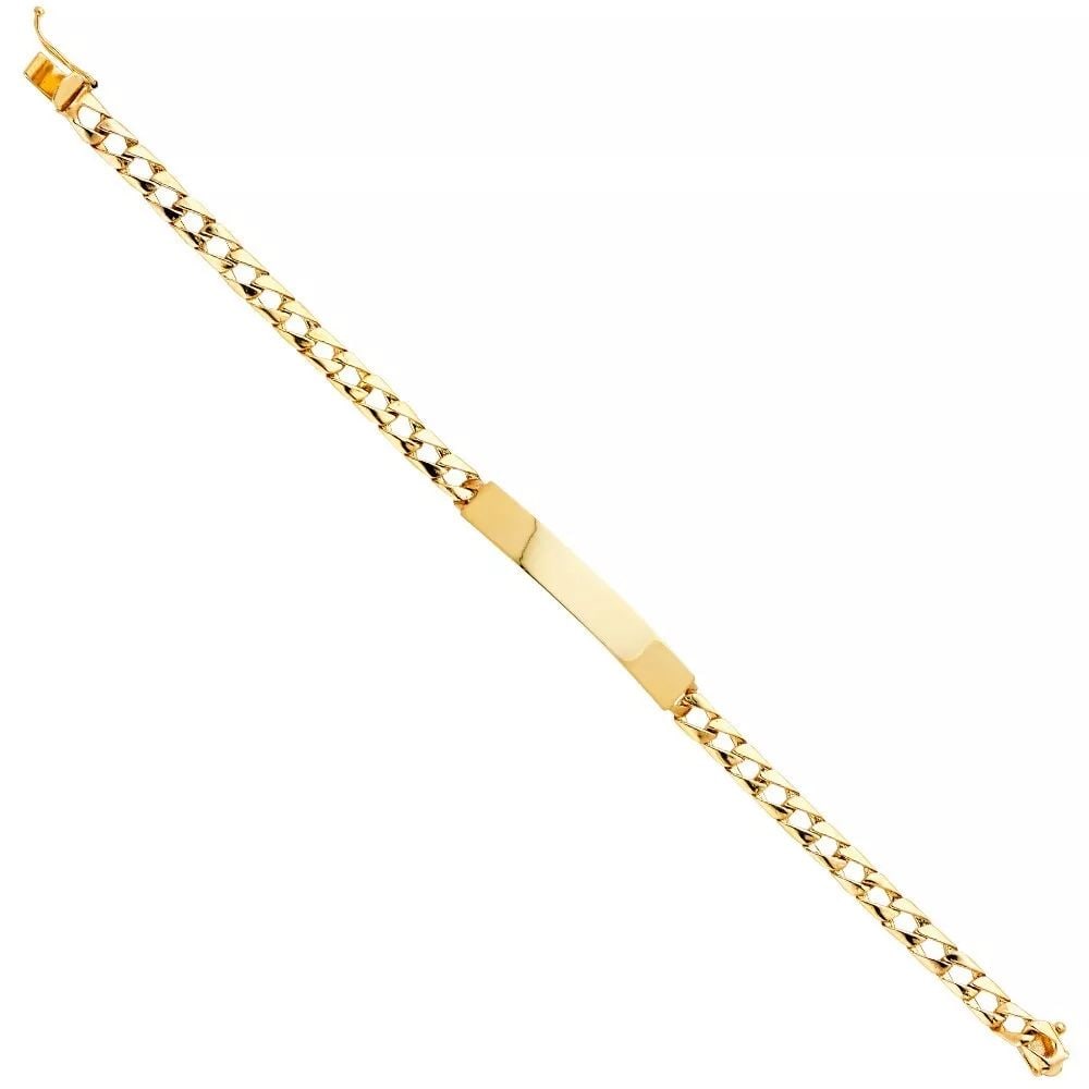NEW 14K YELLOW LIGHT CUBAN LINK ID BRACELET (1 of 2)
