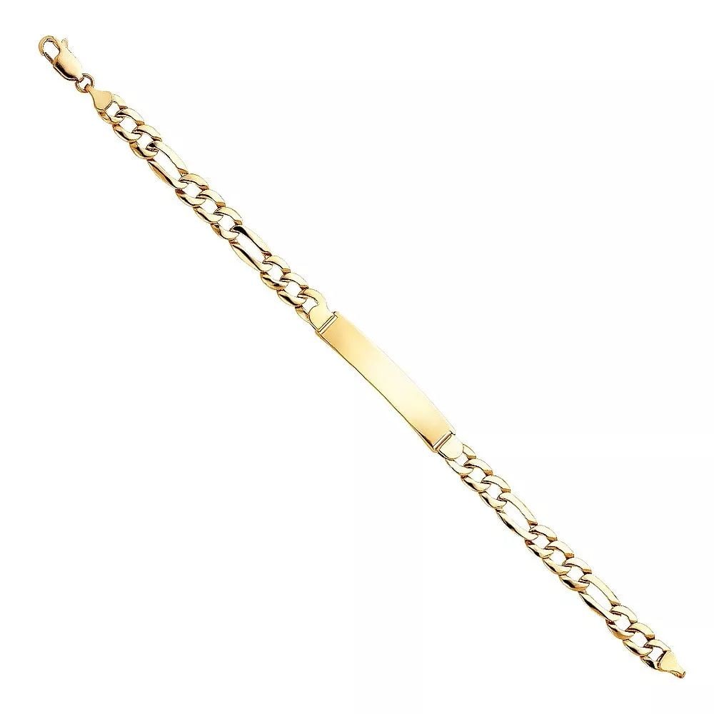 NEW 14K YELLOW STAMP FIGARO LINK ID BRACELET (1 of 2)