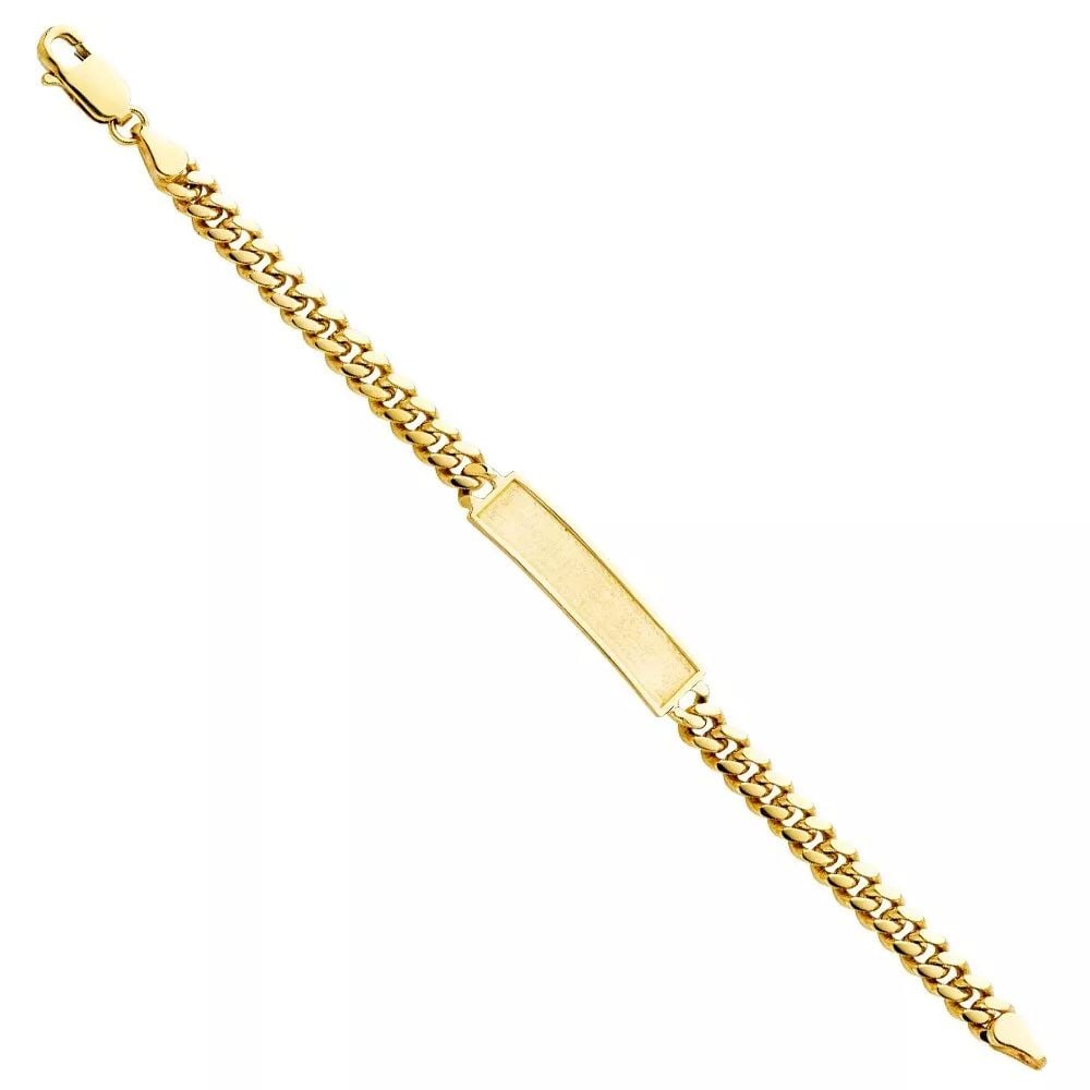 NEW 14K YELLOW CUBAN FRAME JUNIOR ID BRACELET: NEW 14K YELLOW CUBAN FRAME JUNIOR ID BRACELET 14K YELLOW GOLD NEW CUBAN FRAME JUNIOR ID BRACELET WEIGHT: 10.6g LENGTH: Length : 6in