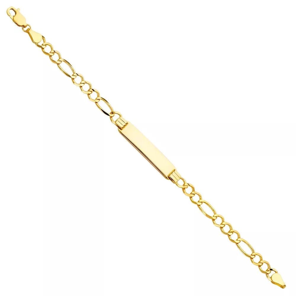 NEW 14K YELLOW FIGARO 3+1 120 BABY ID BRACELET (1 of 2)